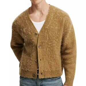 COTTON ON Men's Cropped Cardigan Fuzzy Knit Wheat Size XL